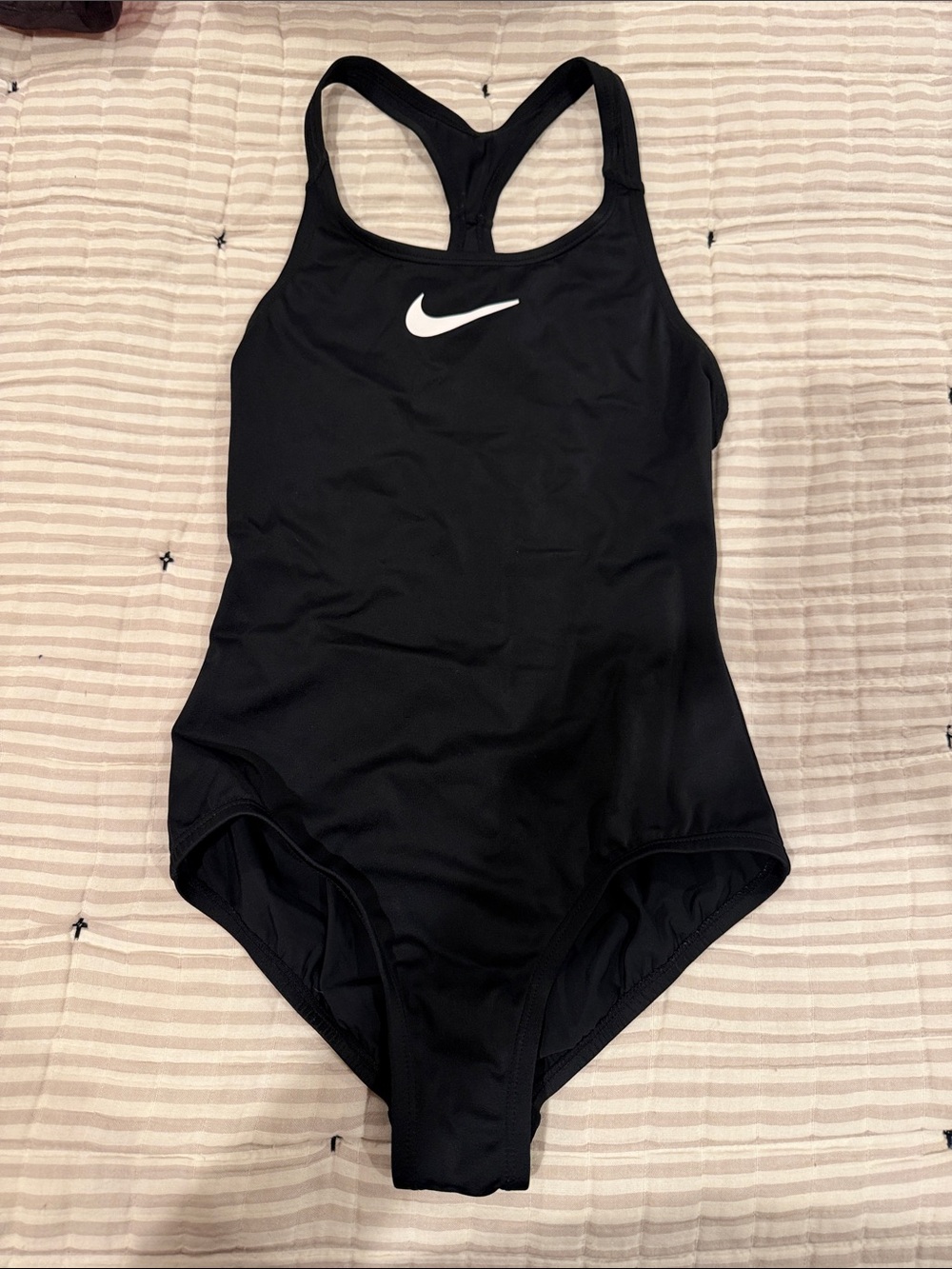 Nike Black One-Piece Swimsuit with White Swoosh